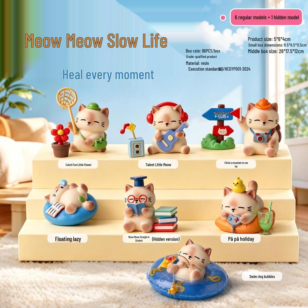 Cute Cartoon Cat Figure Blind Box - Desk Decoration & Trendy Home Toy