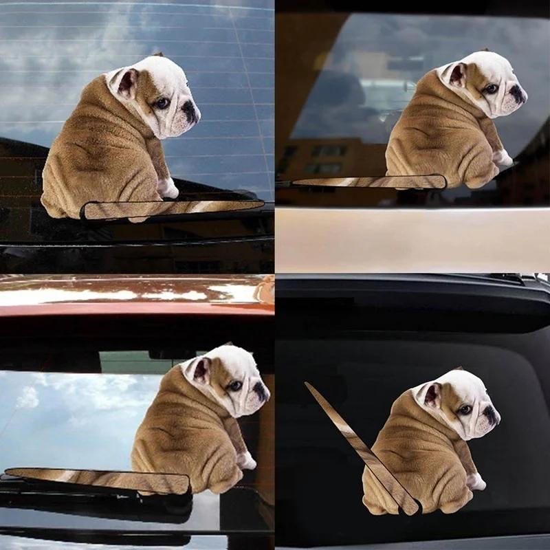 Funny Moving Tail Puppy Dog Car Reflective Stickers Window Wiper Decals Rear Windshield Sticker.