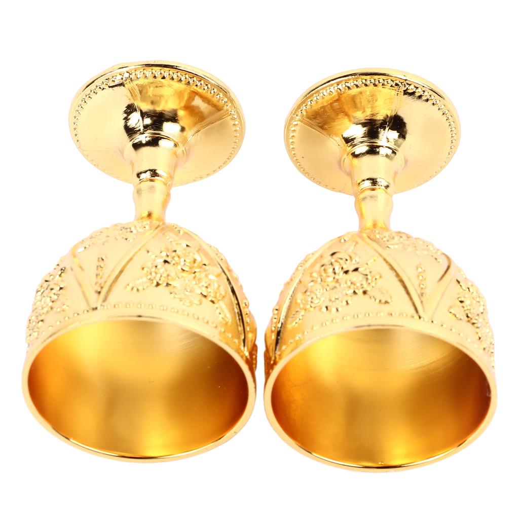 2 stk Vinglass Utsøkt 3D Relief Roseblomstmønster Dekorativt Vintage Vinglass Gull