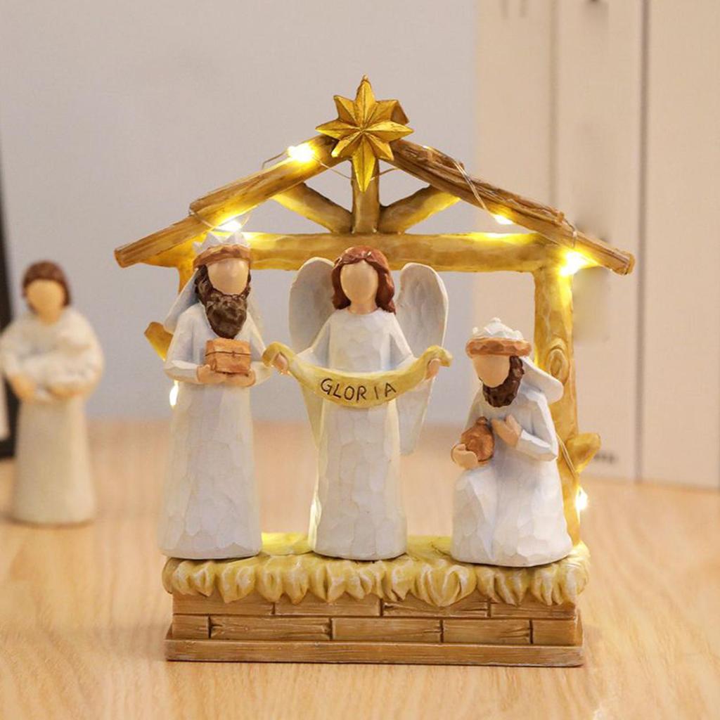Christmas Nativity Jesus Nativity Set Holy Family Statue 12 Pieces Figurines Christmas Decorations For Indoor Fireplace Table