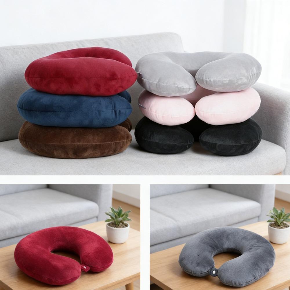 Company Gift Office Travel Use Solid Color PP Cotton U Shaped Pillow Plush Neck Support Pillow