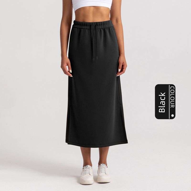 

Lu Same Style Yoga Skirt Women 2025 New Arrival Best-Selling Leisure Fitness Skirt Straight Drooping Slit Skirt Exercise Skirt Black XL