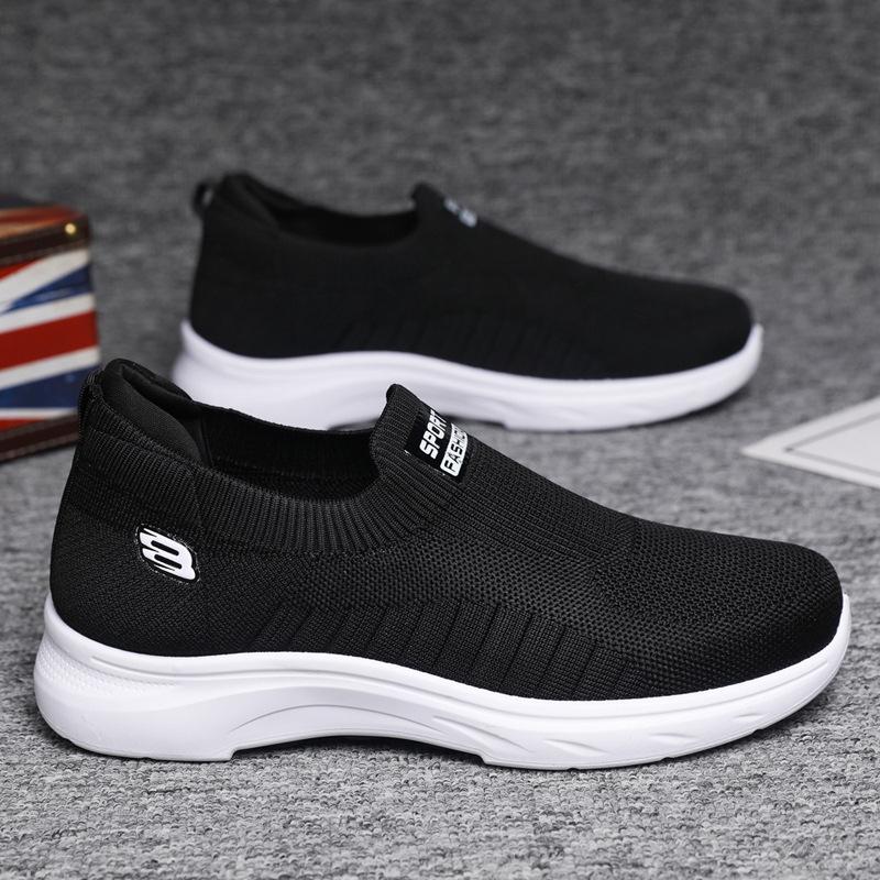 Summer new fly-woven one-pedal men's casual cloth shoes soft-soled comfortable men's shoes solid color versatile one-pedal men's shoes