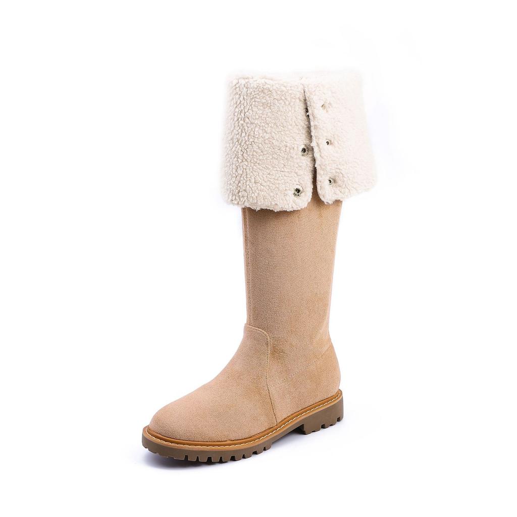 Grape mother winter new long snow boots knee thick velvet warm boots 2025 Korean version comfortable thick-soled heightening boots