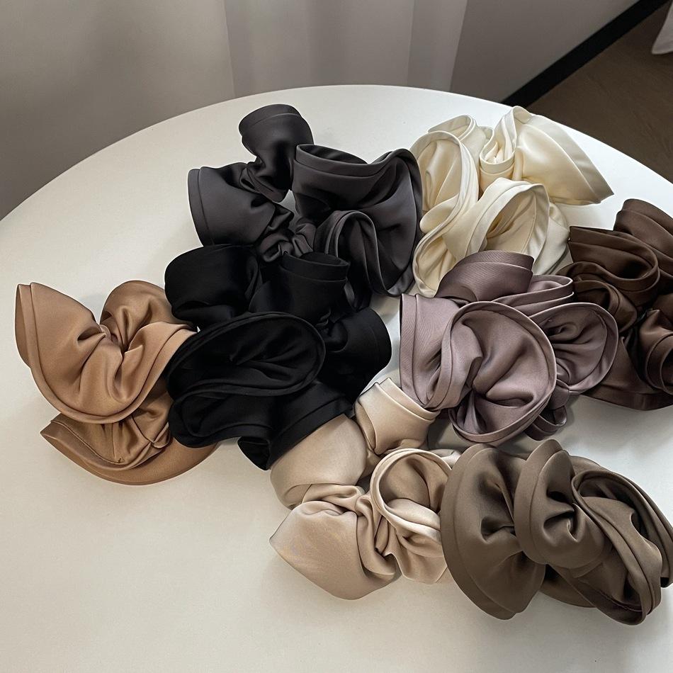 Satin Fungus Edge Hair Ring Female High-end Solid Color Scrunchie High Elastic Hair Accessories