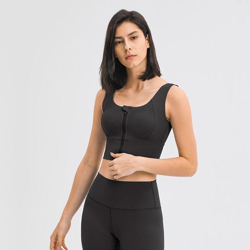 Original Quick-Drying Yoga Vest Women's Chest Pad Outwear Front Zipper Sports Intimates High Strength Running Workout Bra