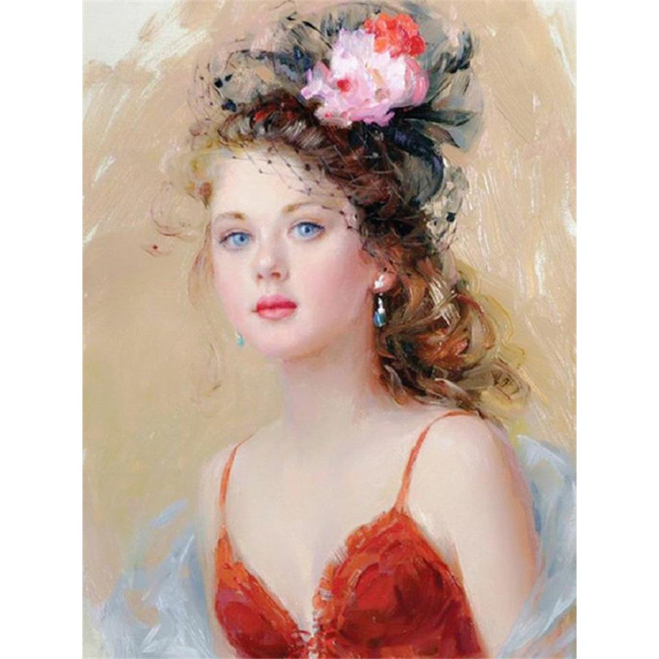5D DIY Diamond Painting Portrait Beauty Cross Stitch Kit Full Round Diamond Embroidery Mosaic Art Home Decoration Picture