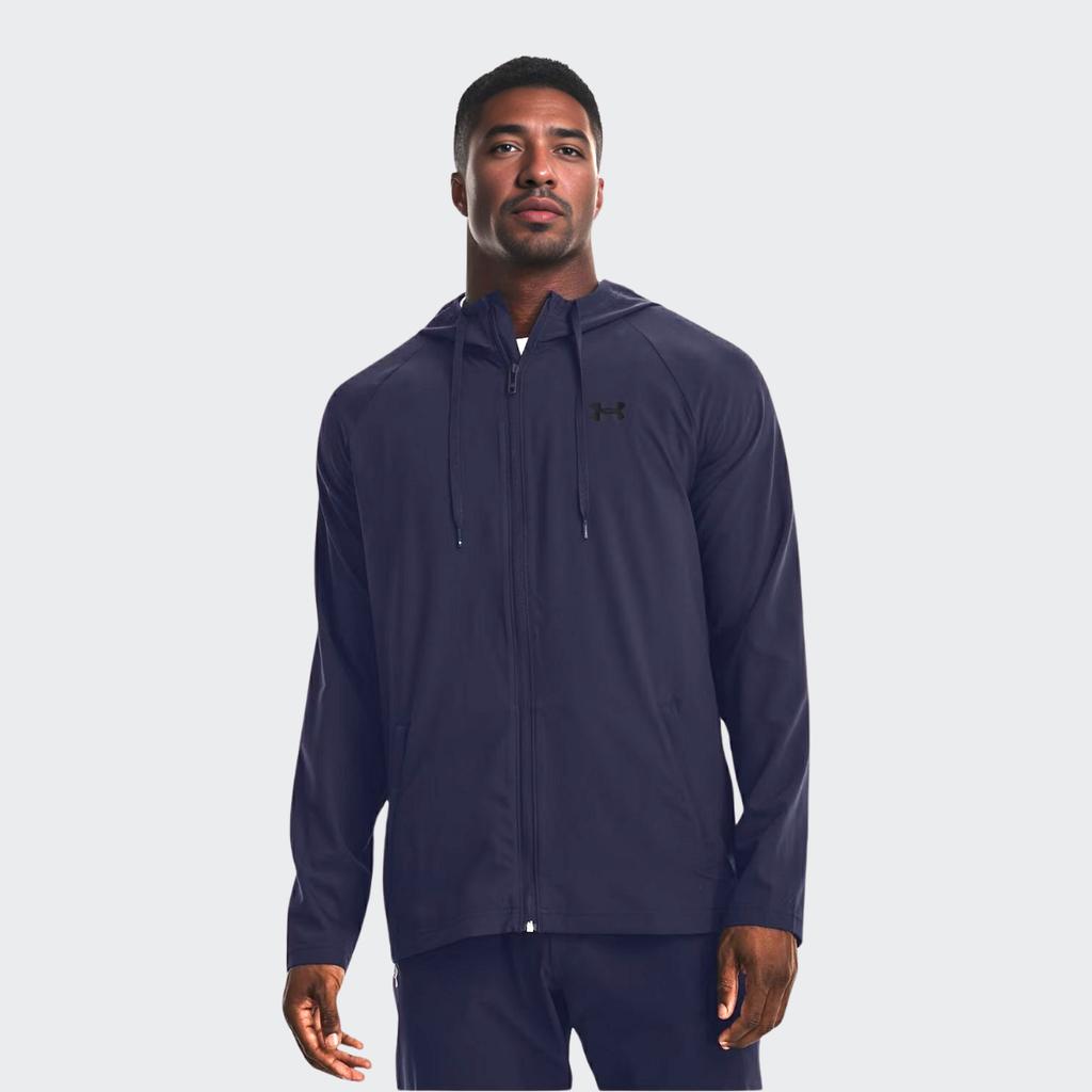 Under Armour Solid Color Logo Sports Casual Hooded Jacket Men Jackets Blue 1370499-410
