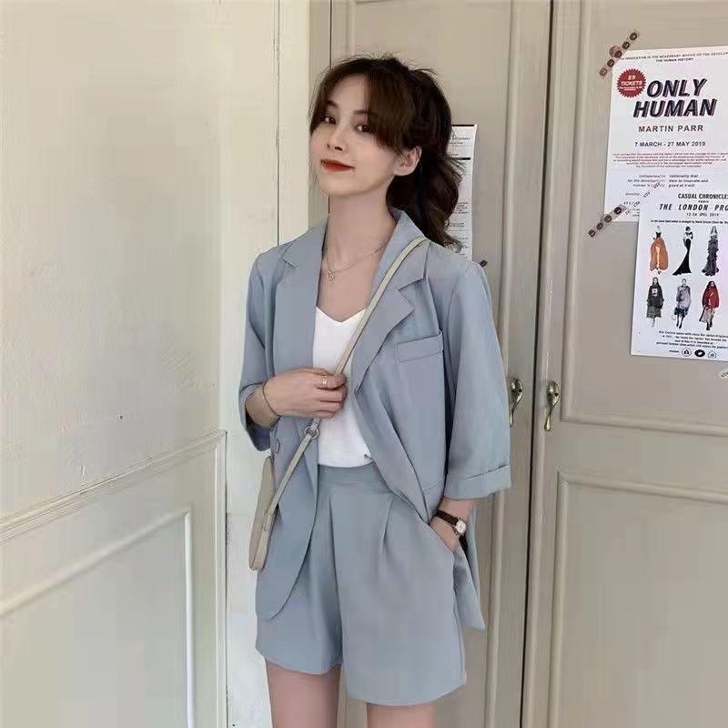 

Women s Korean Style Loose Summer 2026 Two-Piece Set: Trendy Casual Street Top & Shorts Suit Jacket. XL (135-150 jin)
