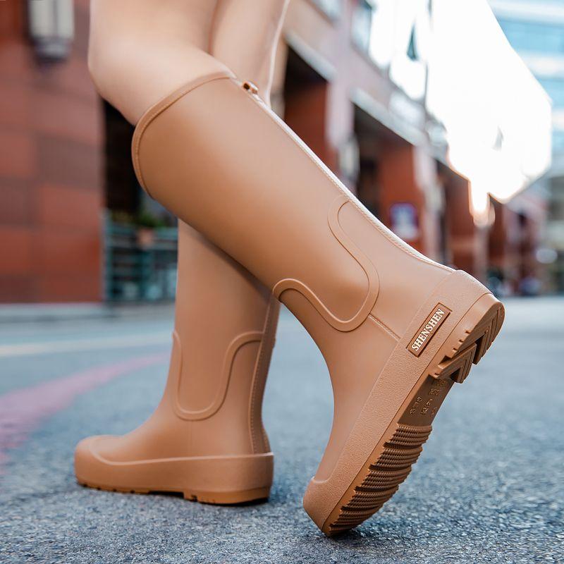 Dámské vysoké holínky pro dospělé, módní holínky do pů lýtka, neklouzavé pracovní svrchní oblečení, vodotěsné, mořské dlouhé gumové boty