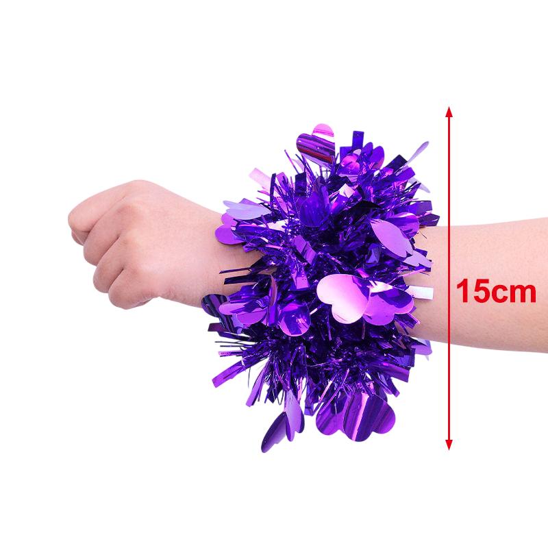 10Pcs Colorful Tinsel Bracelet Elastic Band Adults Kids Universal Dance Performance Prop Cheering Squad Tinsel Wristband