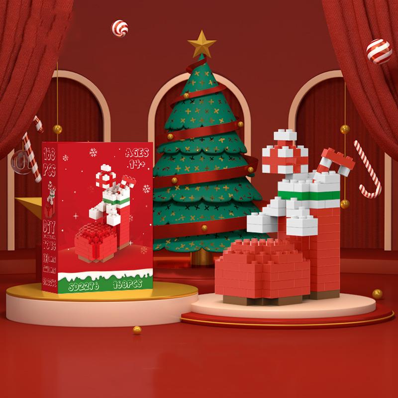 Julserie av partikeldiamantbyggklossar pedagogiska monteringsleksaker julgran jultomte små ornament