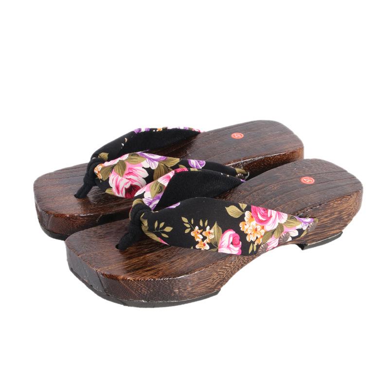 Women's Japanese Style Non-slip Wooden Flip Flops, Paulownia Flat Bottom Toe Post Sandals, Wear-resistant Clogs with Medium To High Sole.