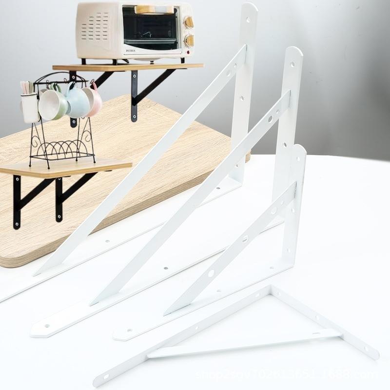 2Pcs Tripod Bracket Shelf Floating Shelf Heavy Duty Black/White Steel For Decorative Wall Mount Joint Angle Without Screws