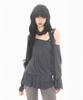 Mileko Sheer Off-Shoulder Sleeve Charcoal