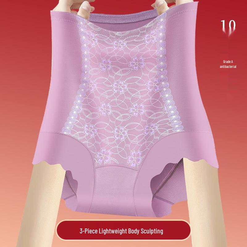 Red Year of the Rat High-Waisted Chinese Style Seamless Tummy Control Plus Size Butt Lifting Shaping Panties for Women