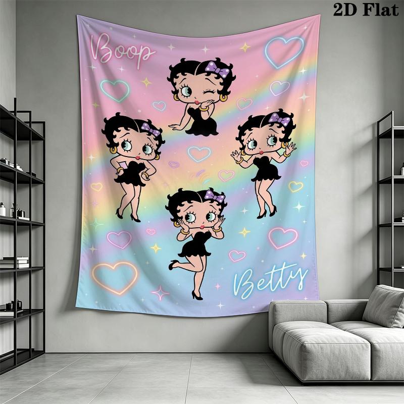 betty boop Wall Tapestry Aesthetic Wall Hanging Printed Fabric Blanket Decorative Tapestries for Bedroom Living Room Home Decor