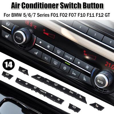 12/14 Stück Auto Armaturenbrett Klimaanlage AC Knopf Heizung Schalter Abdeckung Für BMW 5 6 7 Serie X5 X6 F10 F18 F06 F12 F01 F02 F15 F16