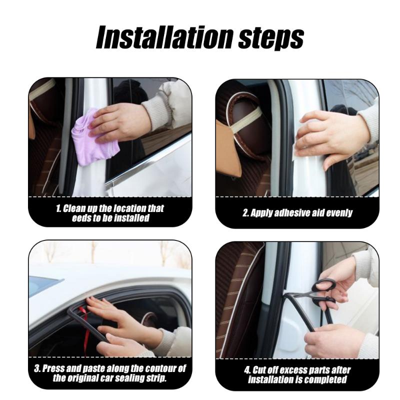 5/1m Car Rubber Door Seal Strip Soundproof Door Seal Trim Universal Noise Insulation EPDM Rubber Waterproof Seals Accessories