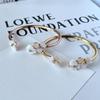 Stylish Luxury Flower Shell Inlay Open Metal Bracelet