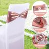 30pcs Elegant Golden Bow Chair Belts Elastic Bow Ribbon Chairs Back Decoration Gold Foil Tie Neatly Sewn Edges Sparkling Buckle