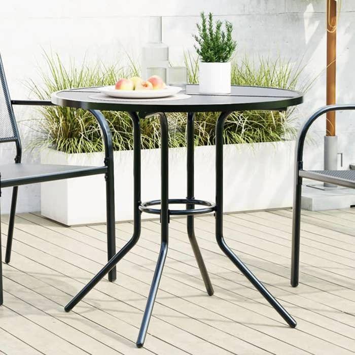 VidaXL Table de patio ronde anthracite acier enduit de poudre, table d'extérieur, meuble bistro, table bistro, table de 4009263