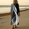 Dresses For Womens Vintage Print Tunic Waisted Midi Dress Summer Casual  3/4 Sleeve Dress