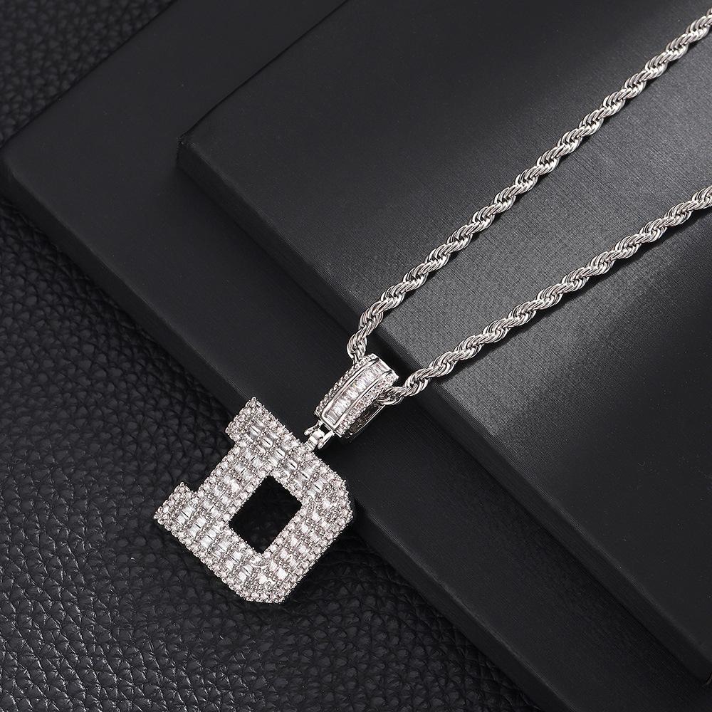Hip Hop Letter Pendant Zircon Necklace Popular Instagram Personalized Accessory Niche Design Men's and Women's Pendant Necklace
