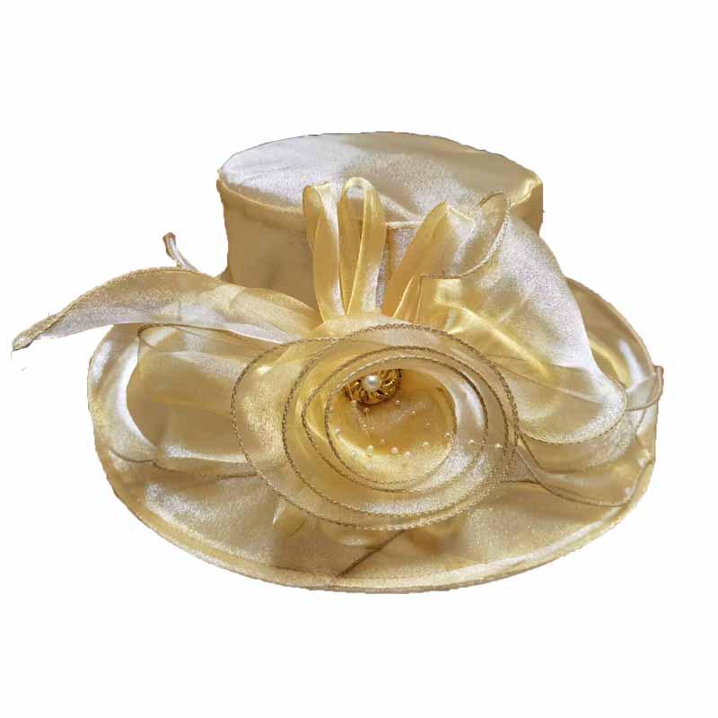 New Women's Summer Korean Style Wide Brim Sun Hat with Mesh and Organza Floral Design