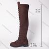 Fashion Comemore Thigh High Boots Women Spring Autumn Suede Solid Color Lace Up Long Botas Casual Thick Low Heel  Over The Knee Boots