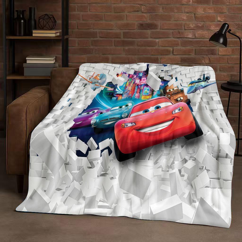 Sanrio Cartoon Cars Lightning McQueen Christmas Gift Flannel Blanket,Ultra Soft Plush Throw for Home Bedroom Bed Sofa Cover Kids
