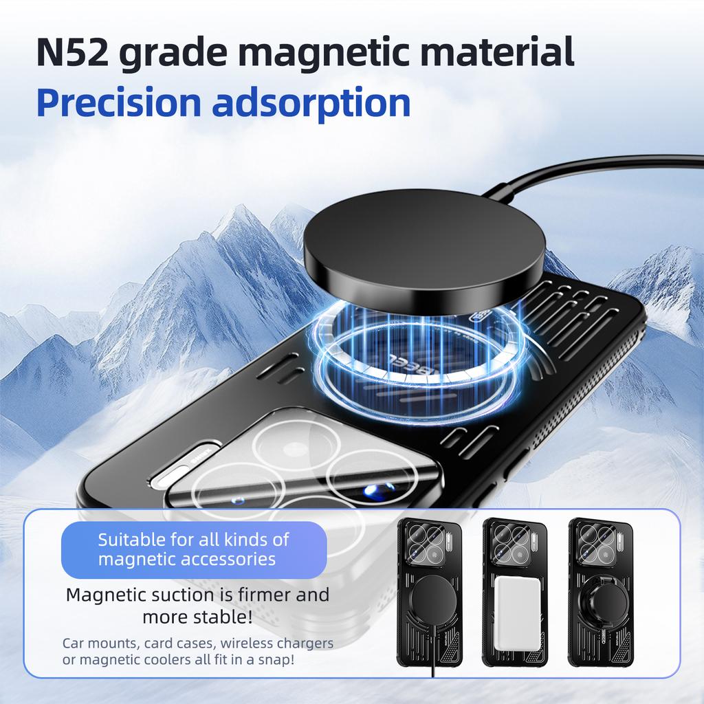 ABEEL For Xiaomi 15S Pro Magnetic Case Aluminium Alloy+PC+TPU Hollow Heat Dissipation Phone Cover