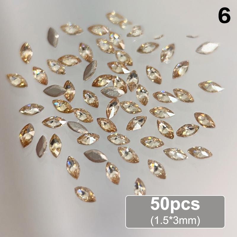 50Pcs Teardrop Shape Mini Flat Bottom Diamond Nail Art Accessories Super Flash Mixed   Nail Art Accessories