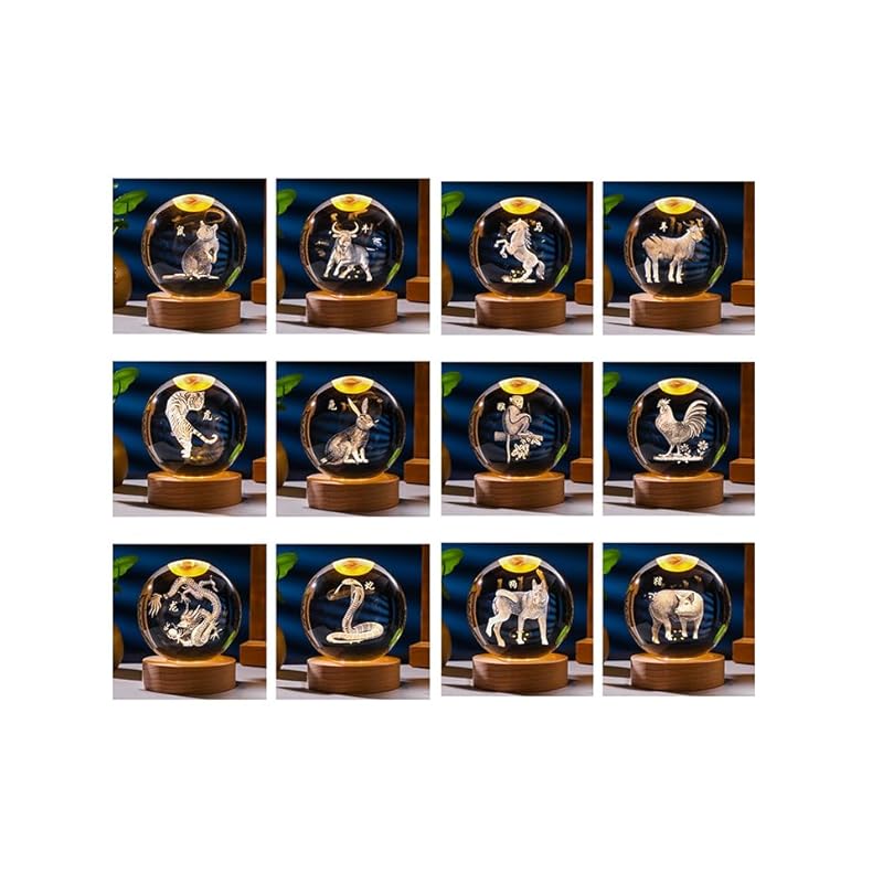 zodiac figurine dragon crystal feng shui three-dimensional promotion of fortune good luck Prayer for financial luck fortune crystal ball prayer