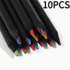 10PCS black wood rainbow pencil seven-color same core colored lead