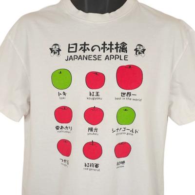 Japanische Äpfel Japan Shine 100% Baumwolle T-Shirt Herren T-Shirts Oberteil Herren Größe L Weiß Kawaii Snack T-Shirt