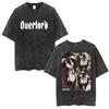 2026 Overlord Albedo Double Sided Vintage Washed Black Oversized Y2K Cotton Tee For Anime Fans And Anime Enthusiasts