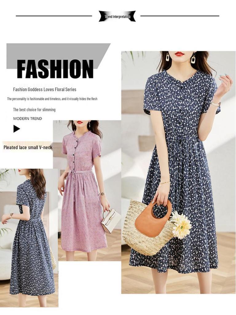 2023 Elegant Floral Cotton Linen Maxi Dress for Women – Summer, Waist-Cinching, Age-Reducing Fashion