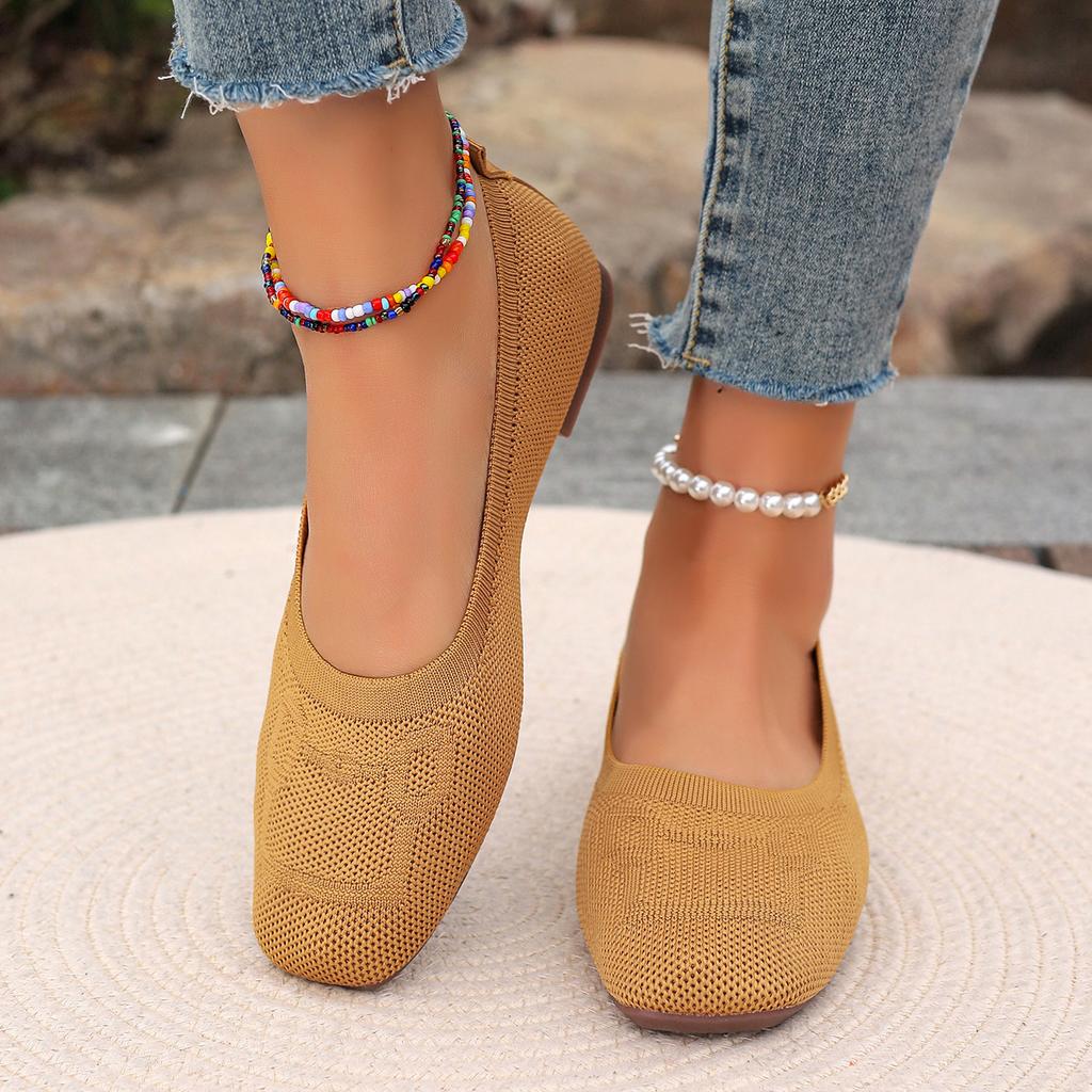 Fashion Women's Flat Shoes with Pointed Soft Knitted Sole Breathable and Comfortable Shoes Spring and Autumn 2025 New Model