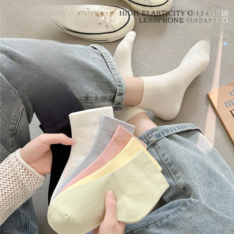 Candy-colored Socks for Girls, Dopamine Girls, Colorful Mid-calf Socks, Solid-colored Boneless Postpartum Socks
