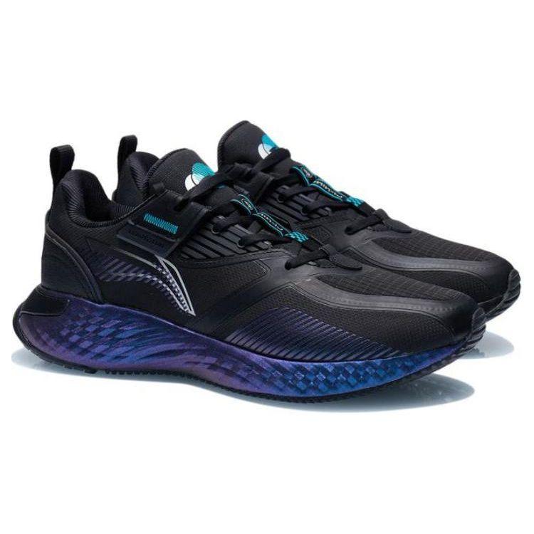 Li Ning Protective Cloud Fabric Comfortable Daily Wear Durable Low-Top Running Shoes Men Sneaker Black Purple AGLR233-53