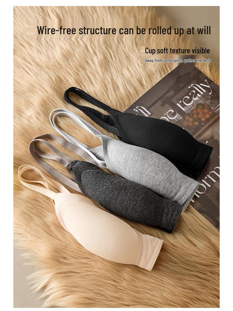 Seamless Wire-Free Bra: Soft, Breathable, Side Support for Beautiful Back and Enhanced Small Bust.