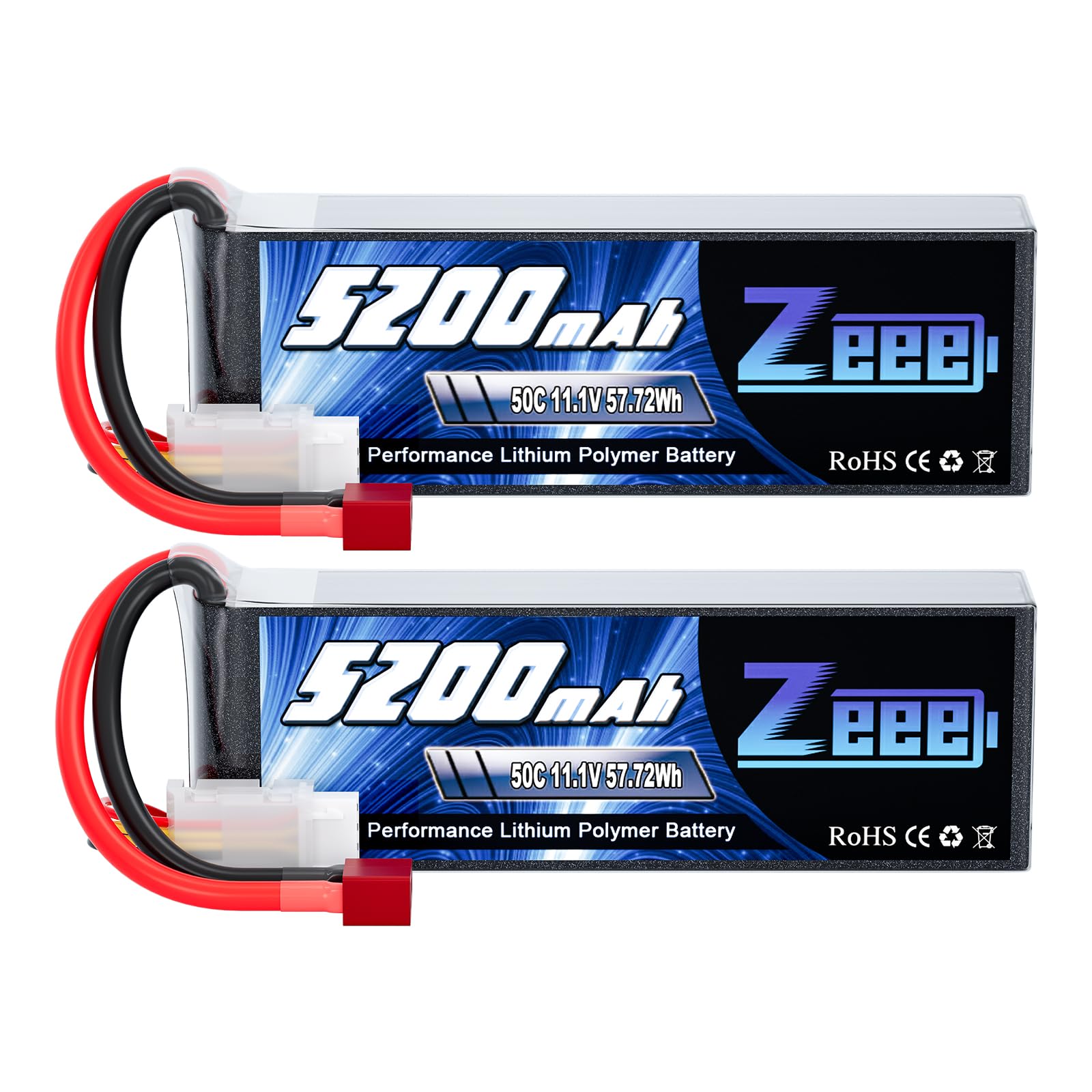 

Zeee Zeee 3S LiPo 11.1V 50C 5200mAh з T-роз ємом Радіокерований продукт Велика ємність для дронів, радіокерованих автомобілів, радіокерованих вантажівок, радіокерованих вертольотів, FPV, дронів,