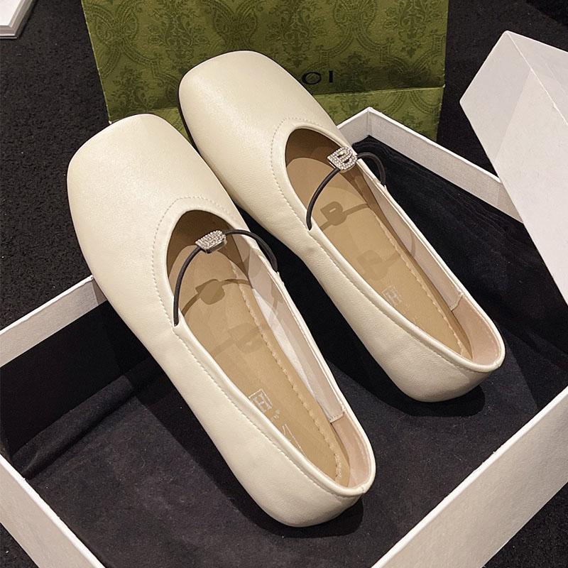 

Балетки женские мягкие кожаные тонкие туфли модные туфли-лодочки повседневные мокасины со стразами пряжки резинки туфли Мэри Джейн EUR 35 бежевый