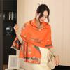 Elegant imitation cashmere scarf women's autumn and winter new geranium jacquard shawl versatile thickened warm scarf