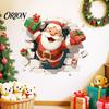 Indoor Outdoor Holiday Decor 3D Santa Claus Christmas Wall Decals, Break Through Reindeer Festive Murals Window Stickers, Removable Winter Decorations