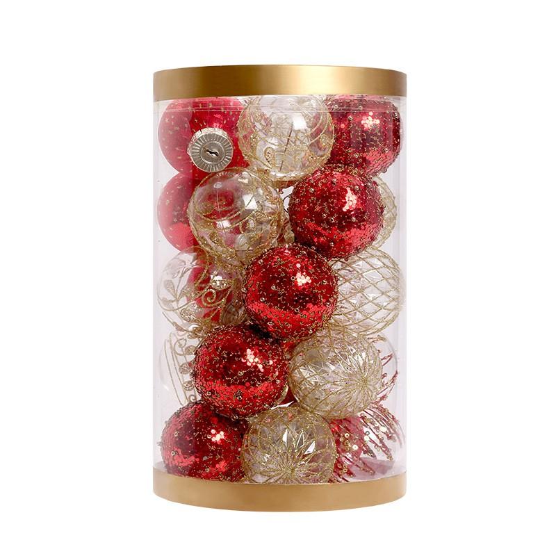 Christmas Tree Ornaments Red Gold PET Painted Baubles Set Holiday Party Decorations