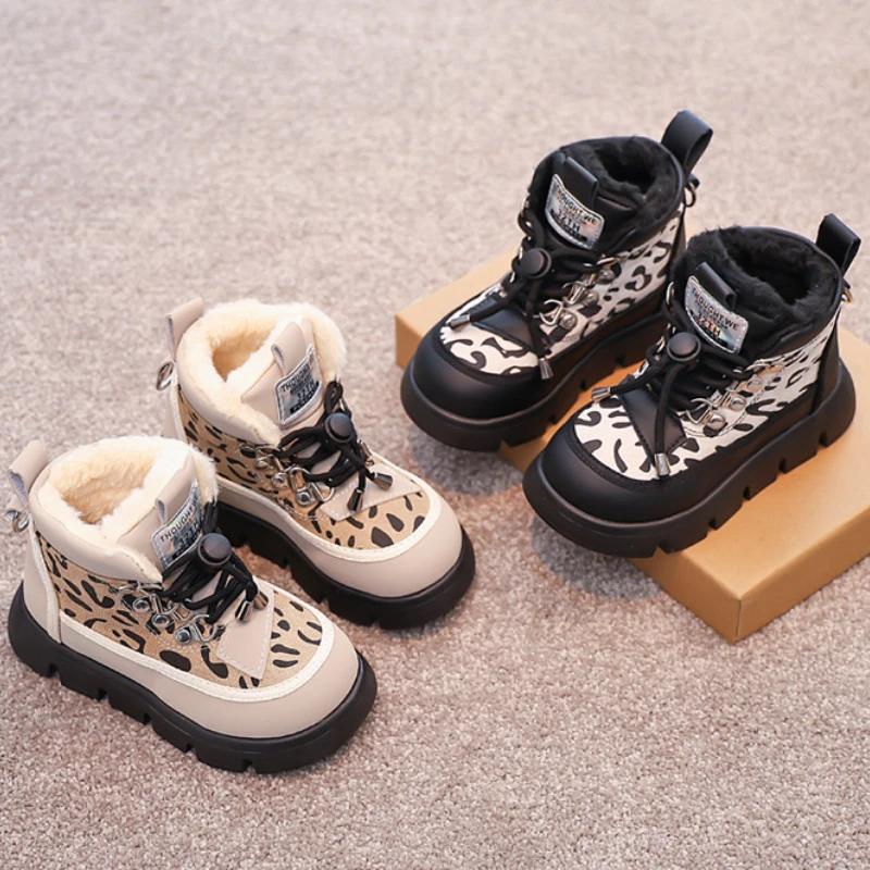 New Girls Boots 2024 Warm Simple Winter Boot Fashion Trend Snow Boots Thick Bottom Versatile Kid Shoe Retro Anti Slip Ankle Boot