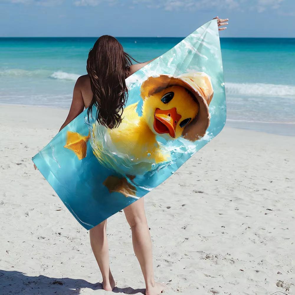 1 Stück Lustiges Gelbes Entenmuster Strandtuch Schnelltrocknend Badetuch Weiche Saugfähige Reise Decke Für Männer Frauen Sommerurlaub Outdoor