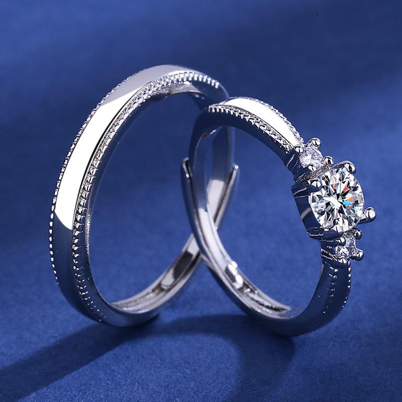 2Pcs 925 Silver Couples Ring Sets Light Polishing Simple Ring for Woman Man Classic Wedding Fine Jewelry Circle